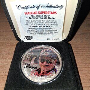 2001 American .999 Silver Eagle Dollar Dale Earnhardt 1oz. Silver Coin w/COA